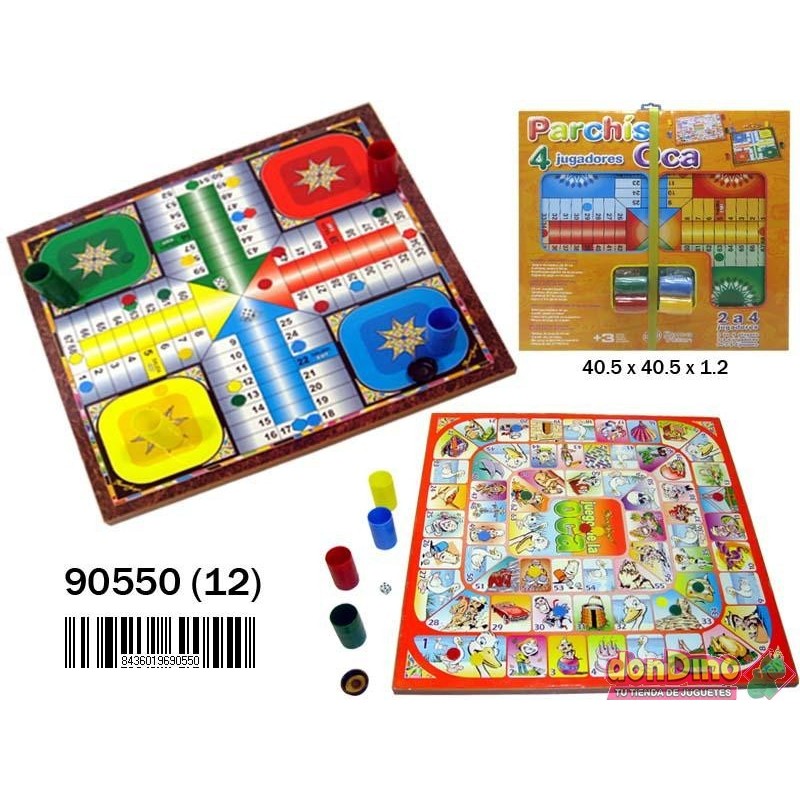 Parchis-oca 4 jugadores con accesorios. Tablero 40 cm.