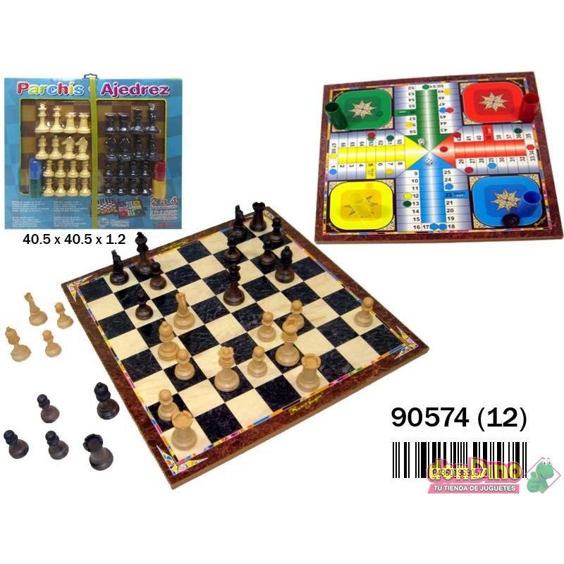Parchís-ajedrez con accesorios 2 - 4 jugadores, tablero 40 cm.