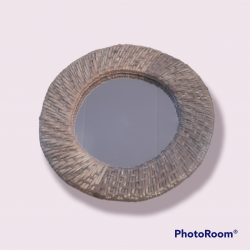 Espejo Redondo Mimbre 27 Cm