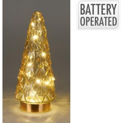 Arbol 24 Cm Con Leds Oro